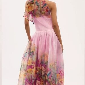 BHLDN Kendall High-Neck Scarf Floral Organza Maxi Dress Medium NEW Formal Event